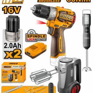 it Combo 3 Pièces 16V – Perceuse Visseuse Brushless – Mixeur – Batteur