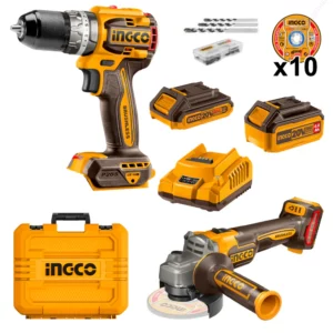 Kit Compact 20V – Perceuse 66NM Brushless, Meuleuse d’angle 115MM