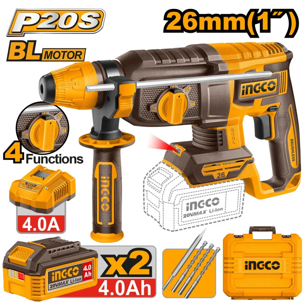 Marteau perforateur sans fil 20V 26mm INGCO