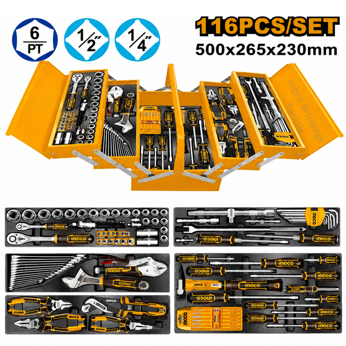 Coffret d'outils 116 pièces INGCO