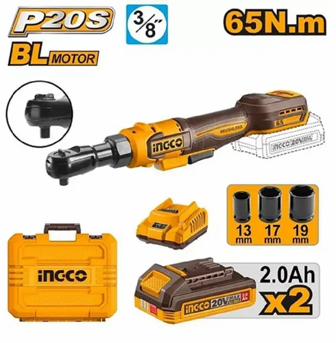 Cliquet Réversible 65Nm avec 2 batteries 3/8″ INGCO