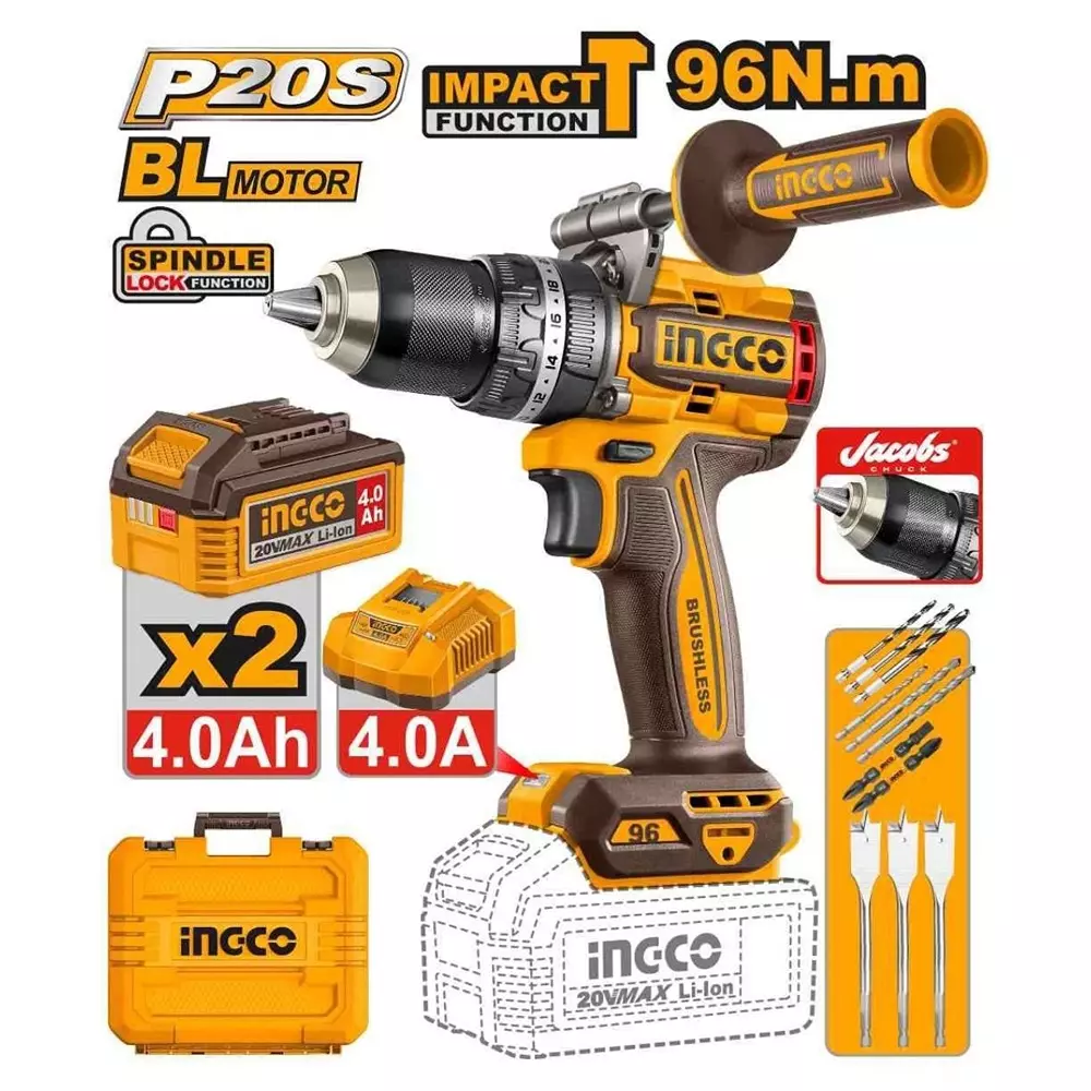 Visseuse Perceuse à percussion 96NM Brushless 4Ah INGCO