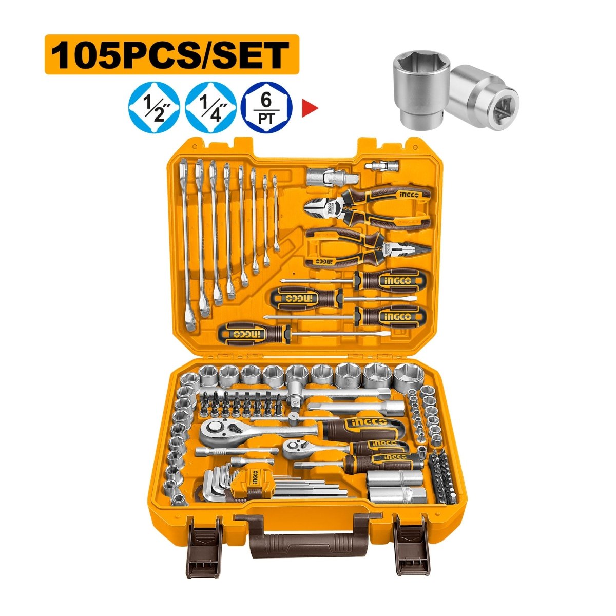 Ensemble d’outils à main 105 pièces INGCO